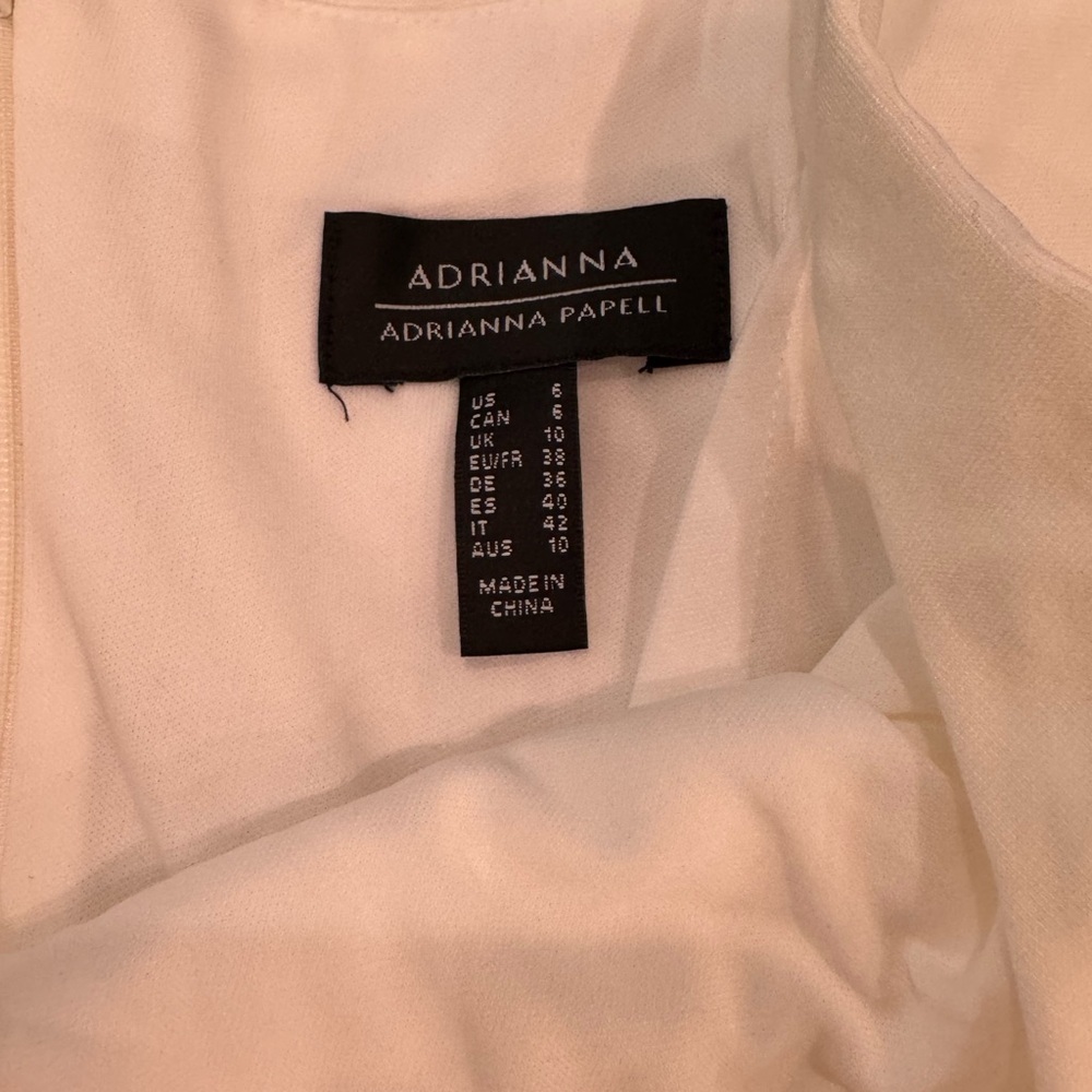 ADRIANNA PAPPEL Ponte Taffeta Flounce Preppy Summer Dress in Ivory Size 6 NWT - Picture 6 of 8